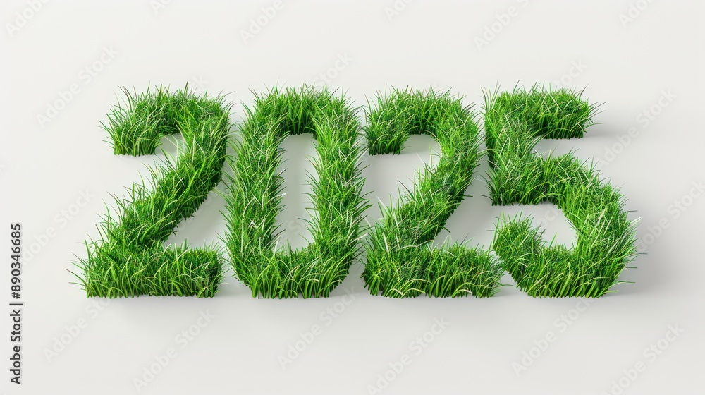 Green Grass Number 2025, Happy New Year Green Grass Number 2025, Happy New Year