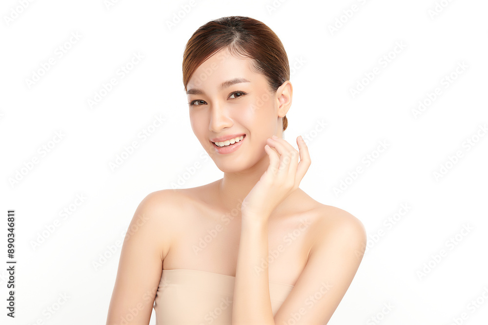 Beautiful young asian woman with clean fresh skin on white background, Face care, Facial treatment, Cosmetology, beauty and spa, Asian women portrait. Beautiful young asian woman with clean fresh skin on white background, Face care, Facial treatment, Cosmetology, beauty and spa, Asian women portrait.