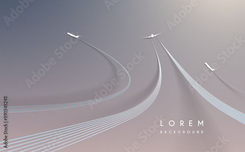 Airplanes with trail lines background