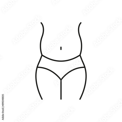 Overweight Woman Line Icon. Female Body Shape Outline Symbol. Physical Appearance, Body Conditioning, and Weight Management. Isolated Vector Illustration