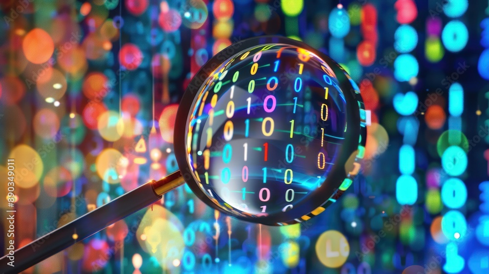 Binary Code Magnified Through Lens Binary Code Magnified Through Lens
