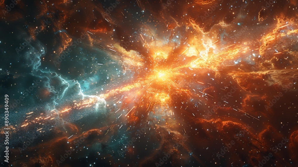 Fototapeta premium Explosive cosmic event in deep space - generative ai