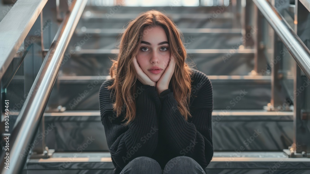 Fototapeta premium The woman in black sweater