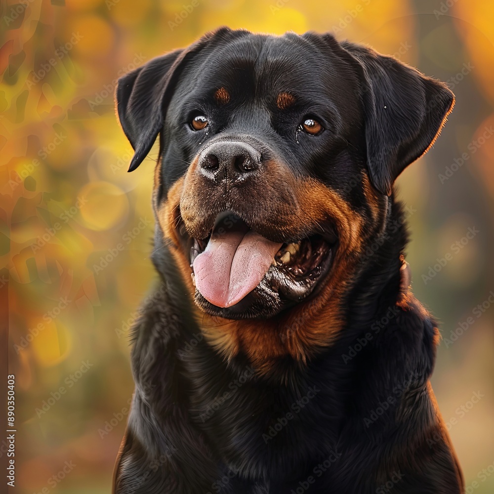Fototapeta premium Strong Rottweiler dog on nature background