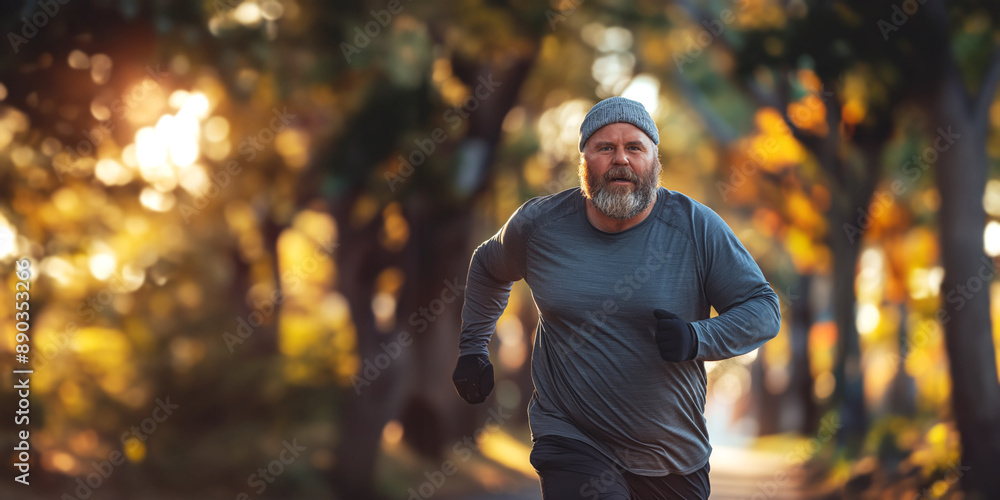 Overweight man going for a run Overweight man going for a run