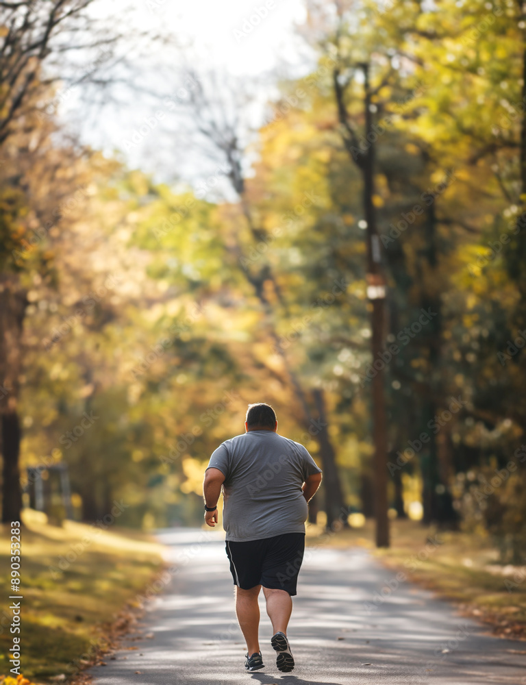 Obraz premium Overweight man going for a run