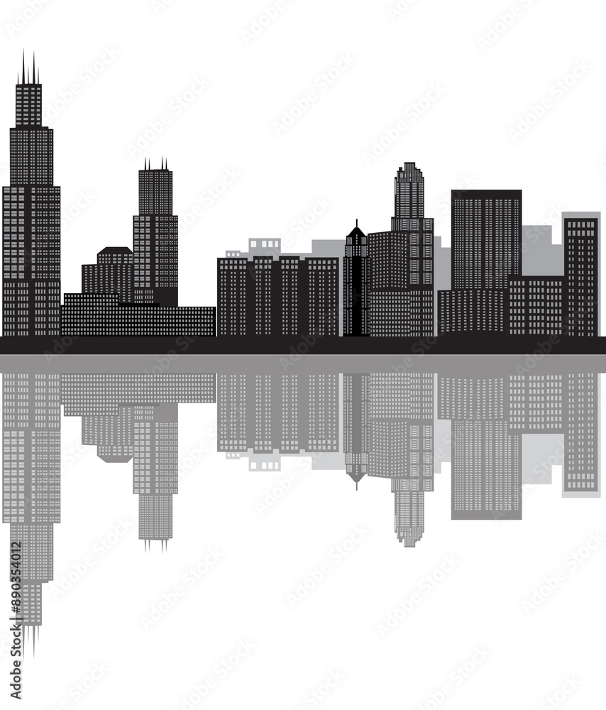 Fototapeta premium chicago american city skyline illustration