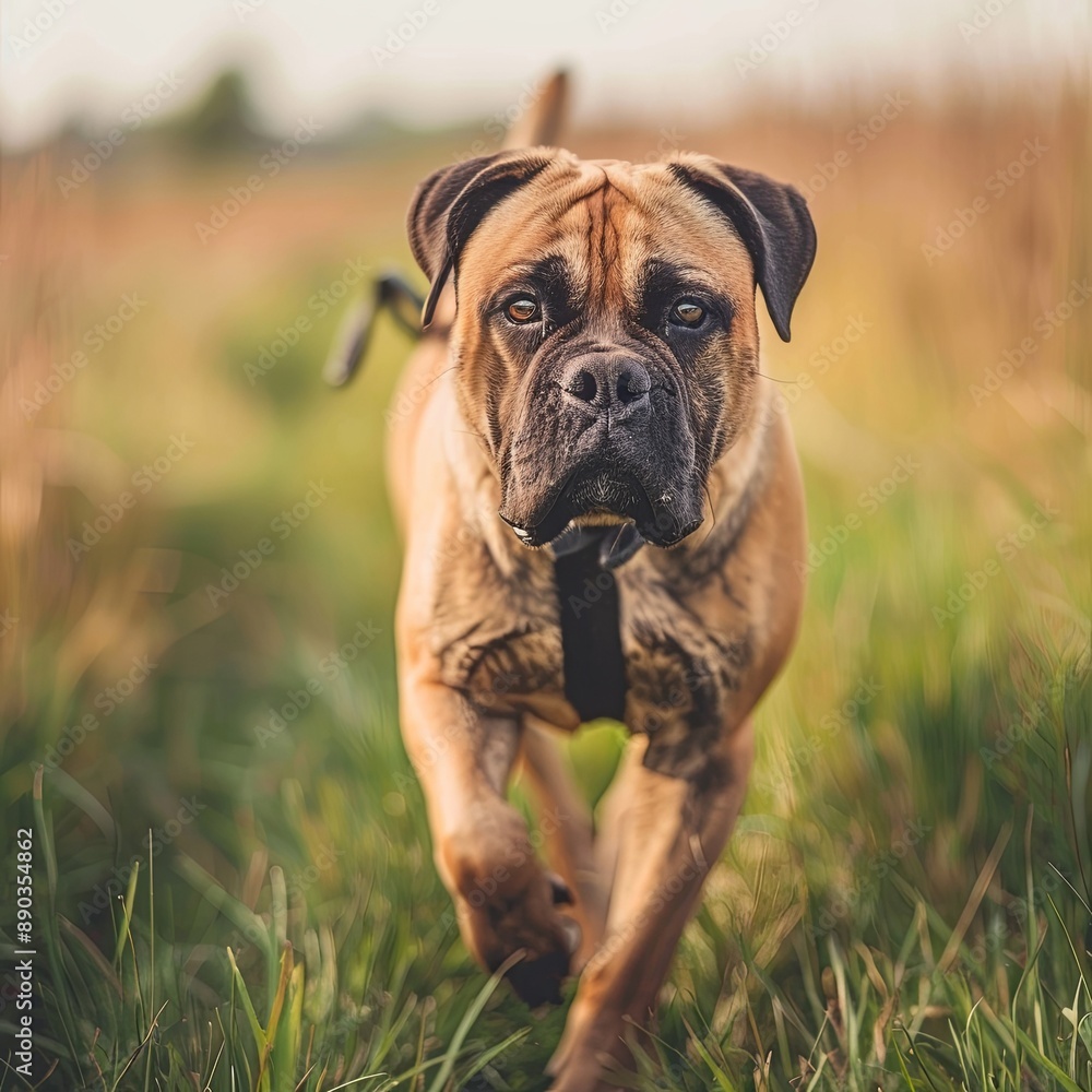 Bulmastiff walking in a grass Bulmastiff walking in a grass