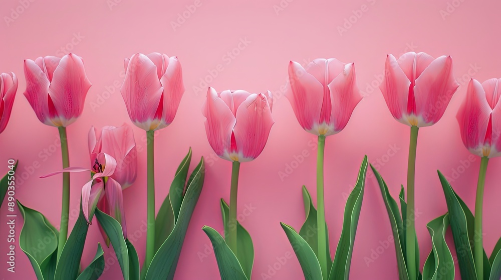 Spring Elegance Fresh Pink Tulips on Pastel Background Spring Elegance Fresh Pink Tulips on Pastel Background