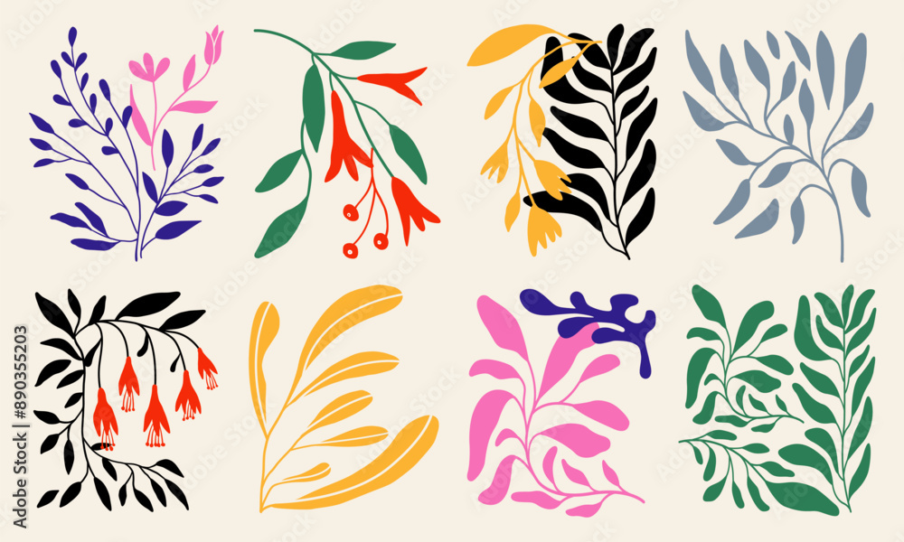 Collection of flowers and leaves Collection of flowers and leaves