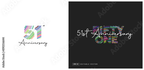51st Anniversary Logo Design, Editable Vector Template.
