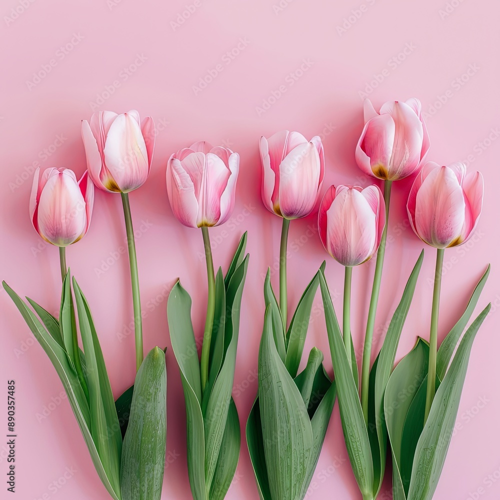 Spring Elegance Fresh Pink Tulips on Pastel Background Spring Elegance Fresh Pink Tulips on Pastel Background