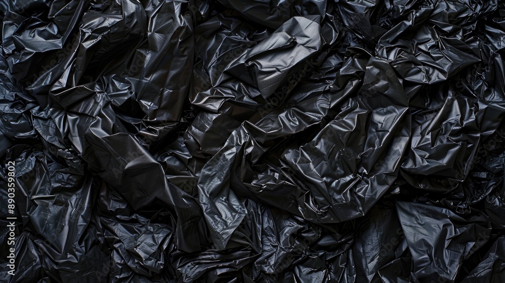 Many black garbage bags texture, top view. Many black garbage bags texture, top view.