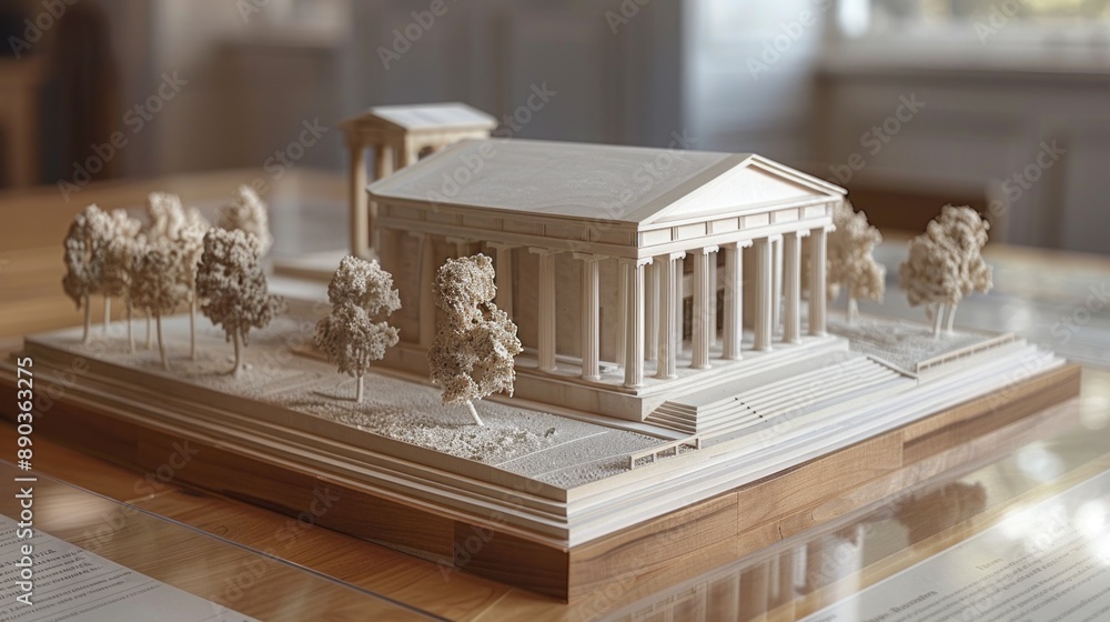 Generate a photo realistic image of a maquette illustrating the restoration of a historical monument or architectural landmark; ensure the image is of high resolution for clear and detailed quality, Generate a photo realistic image of a maquette illustrating the restoration of a historical monument or architectural landmark; ensure the image is of high resolution for clear and detailed quality,