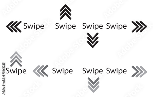Swipe up, set of buttons for social media. Vector Illustration.