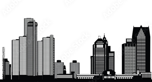 Detroit city skyline with transparent background