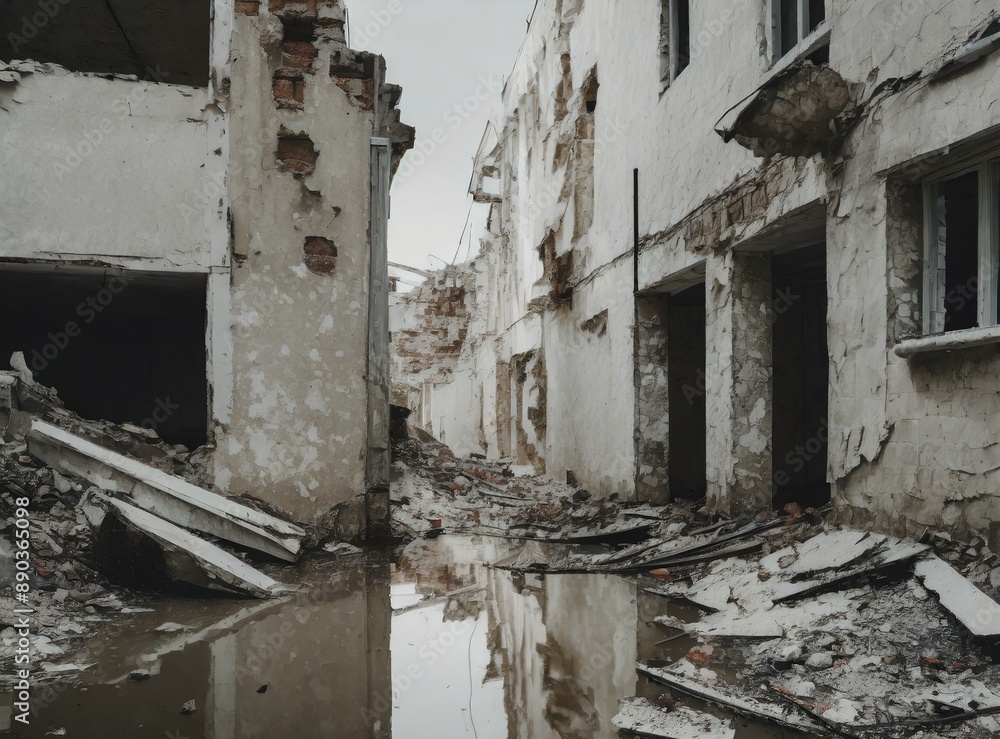 Bombed and ruined city. Consequences of terrorism and war. Bombed and ruined city. Consequences of terrorism and war.