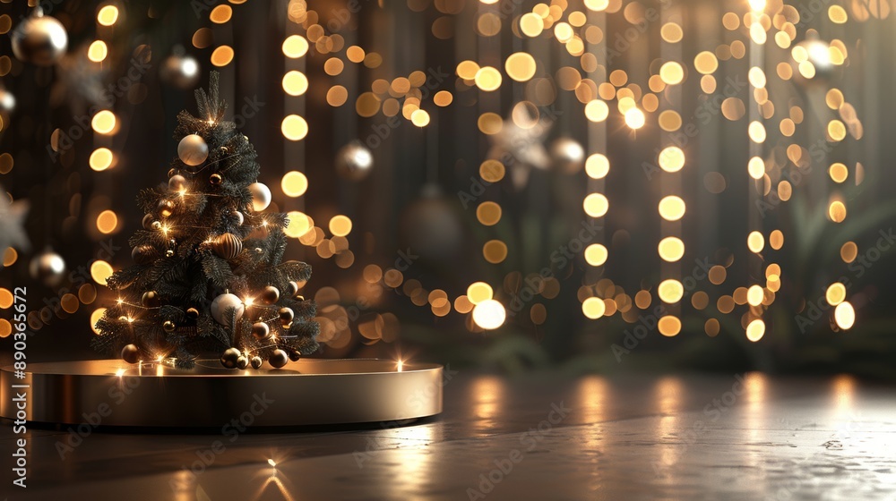 3D Indoor Podium with Christmas Concept 3D Indoor Podium with Christmas Concept