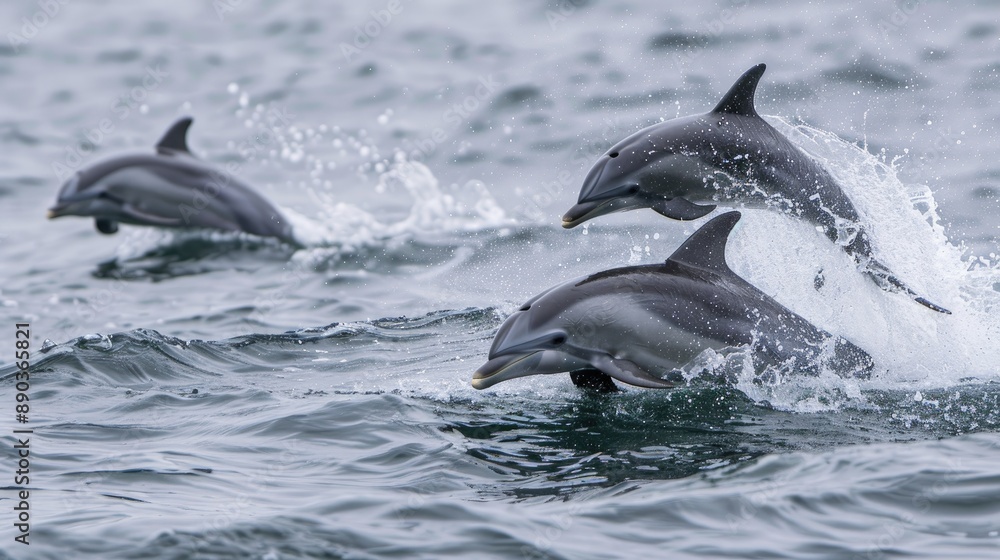 Fototapeta premium Dolphins jumping out of sea