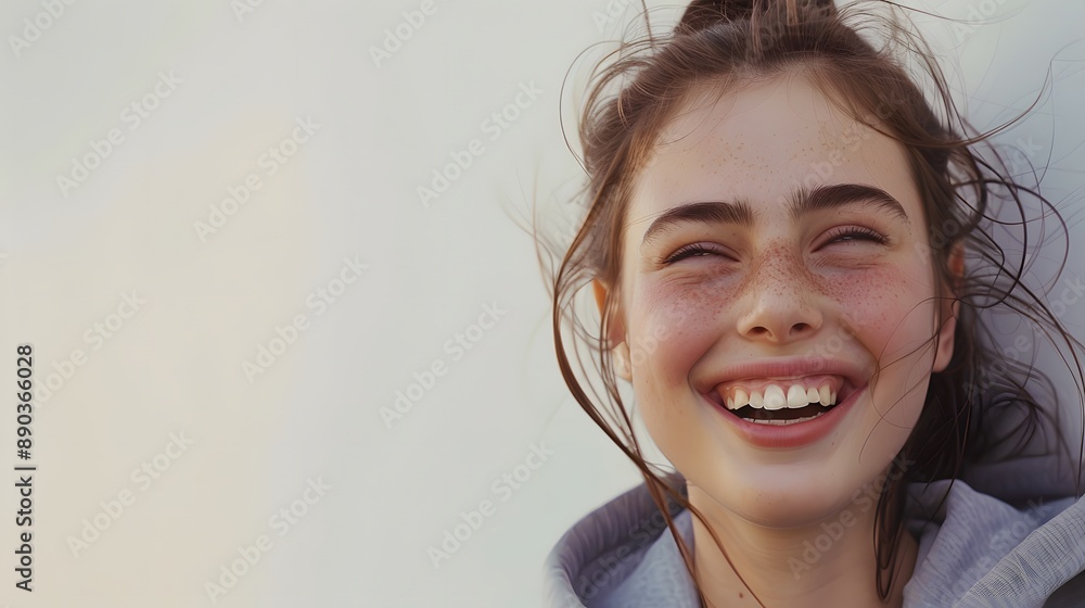 Teenager sport girl over isolated white background laughing. Teenager sport girl over isolated white background laughing.