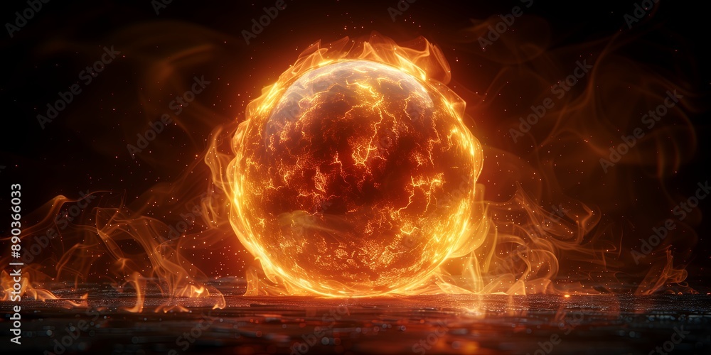 Fototapeta premium Fireball Inferno. Abstract burning sphere with glowing flame