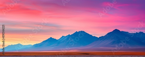 Mountain Range at Sunset.