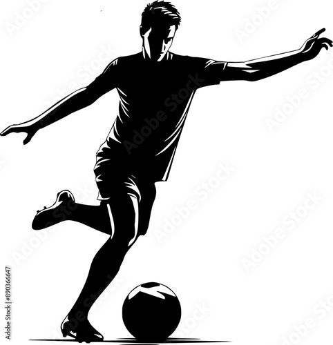 Soccer player silhouette, football player in action 