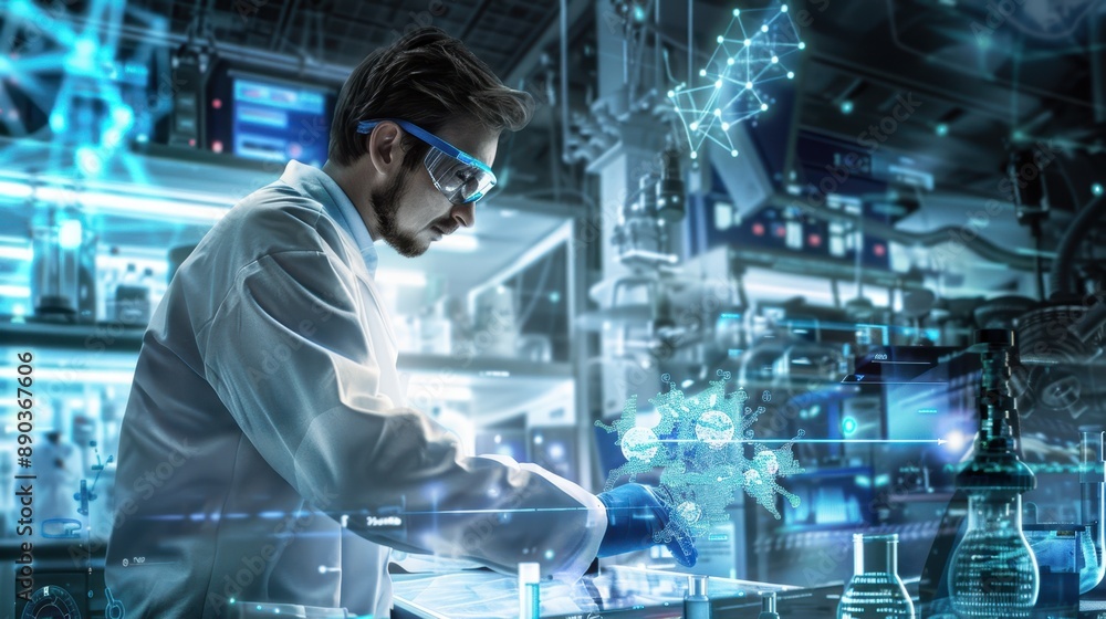 A Scientist in Futuristic Lab A Scientist in Futuristic Lab