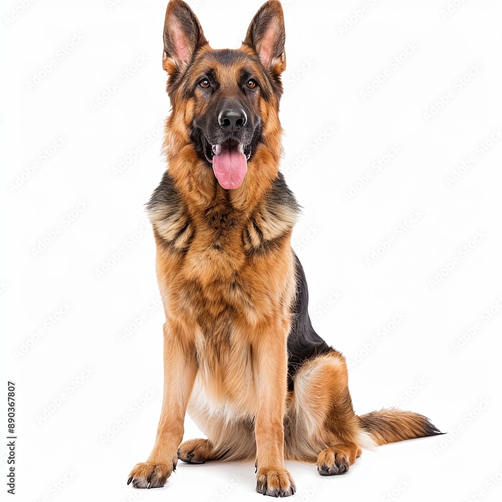 Sitting and panting German shepherd, isolated on white Sitting and panting German shepherd, isolated on white