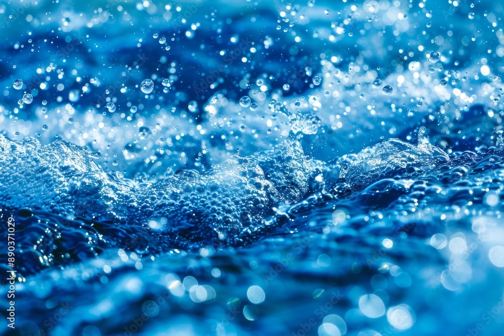Close up of water splashing capturing the dynamic and refreshing essence of water in motion Close up of water splashing capturing the dynamic and refreshing essence of water in motion