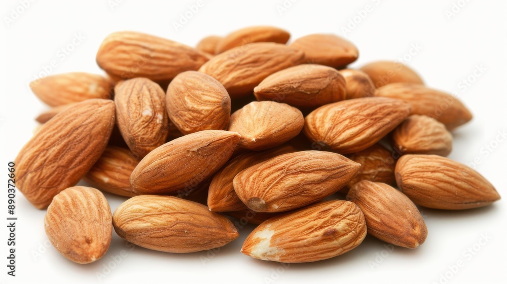Almonds. Group of Fresh Almonds on White Background, Closeup View Almonds. Group of Fresh Almonds on White Background, Closeup View