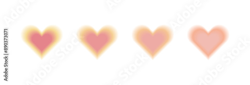 Heart aura shape. Abstract blur element. Orange and pink gradation sticker isolated on white background. Aesthetic mesh effect for Valentine Day. Cute retro romantic graphic set with blurred symbol