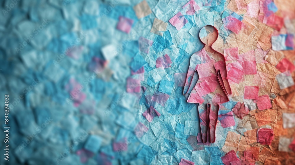 Obraz premium Abstract silhouette on colorful paper background