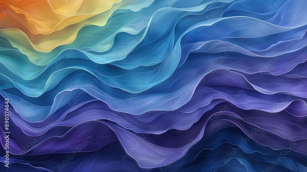 Abstract Ocean Wave Representation in Blue and Purple Abstract Ocean Wave Representation in Blue and Purple