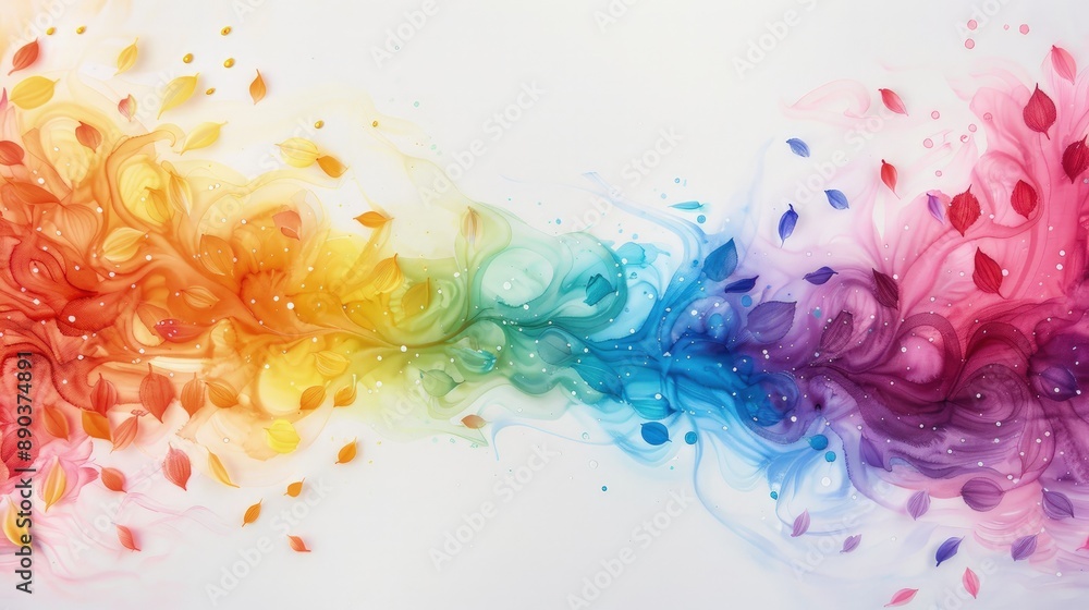 Fototapeta premium Abstract Flower Painting with Four Vivid Color Sections