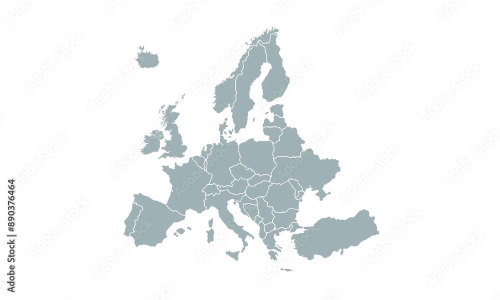 Fototapeta premium World map modern color,isolated on white background for website layouts,background,education, precise,customizable,Travel worldwide,map silhouette backdrop,earth geography, political,reports.