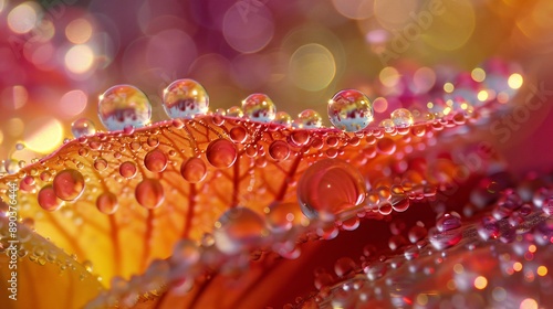 Extreme macro photograph of a lotus leaf surface, superhydrophobic nanostructures visible, water droplets forming perfect spheres, shallow depth of field photo