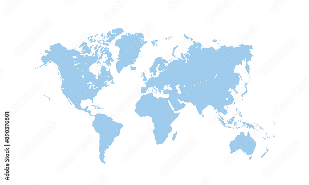 Fototapeta premium World map modern color,isolated on white background for website layouts,background,education, precise,customizable,Travel worldwide,map silhouette backdrop,earth geography, political,reports.