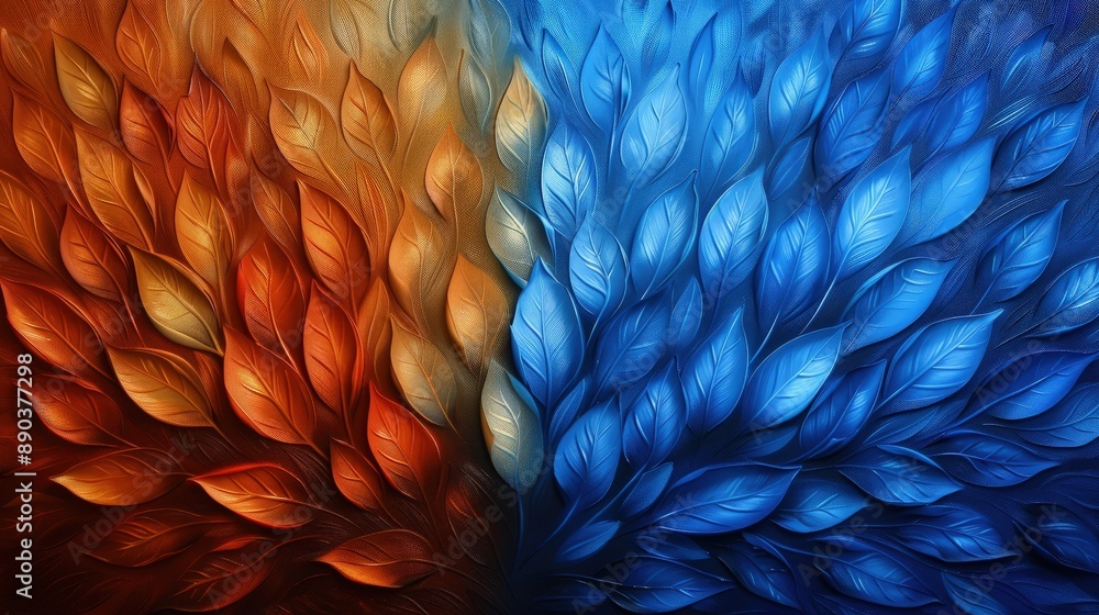 Intricate Paper Feathers in Warm Brown and Cool Blue Tones Intricate Paper Feathers in Warm Brown and Cool Blue Tones