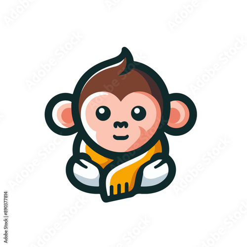 flat vector logo of a monkey.