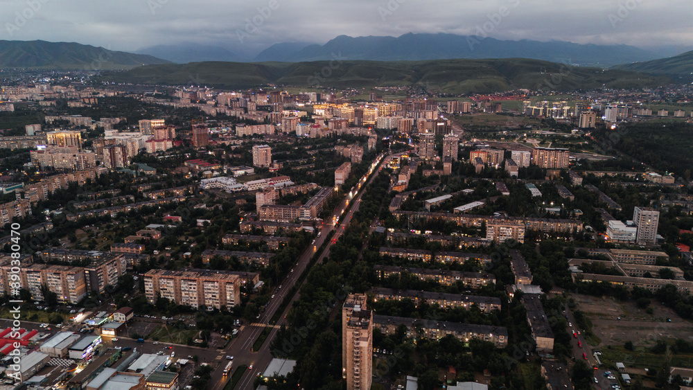 Obraz premium Bishkek city overview with evening light