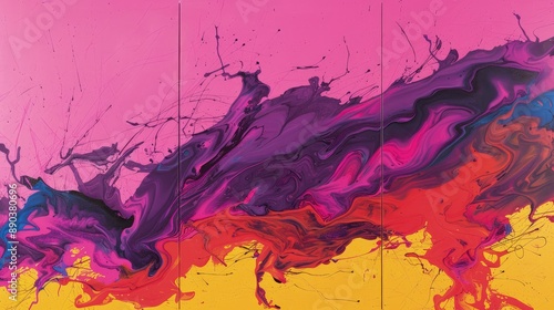Abstract Painting with Vibrant Colors and Dynamic Composition