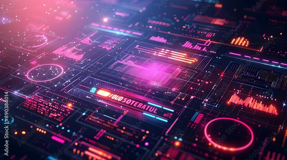 Vibrant Digital Insurance Platform Interface with High Tech Concept and Colorful Design Elements Vibrant Digital Insurance Platform Interface with High Tech Concept and Colorful Design Elements