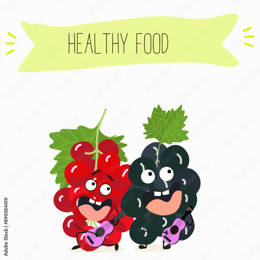 Funny red currant character design. Fruit poster. Vector illustration. Funny red currant character design. Fruit poster. Vector illustration.