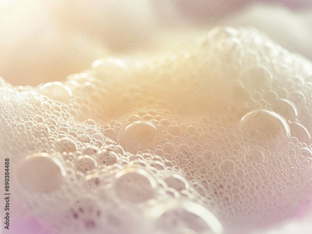 Fototapeta premium Light and Bubbly Soap Foam Captured Through Smartphone Telephoto Lens