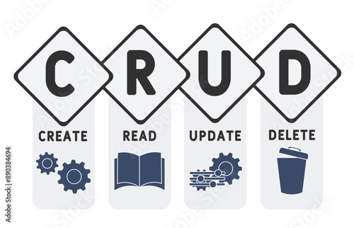 CRUD - Create Read Update Delete acronym. business concept background. vector illustration concept with keywords and icons. lettering illustration with icons for web banner, flyer, landing pag