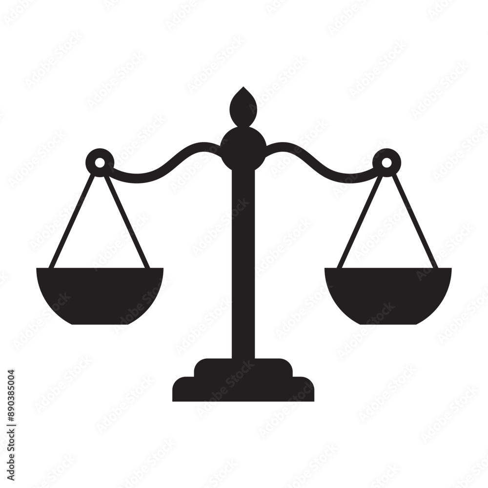 Scale icon vector. Scales of justice law flat design icon. Vintage scale in balance and equilibrium. Vector illustration on white background. EPS 10/AI Scale icon vector. Scales of justice law flat design icon. Vintage scale in balance and equilibrium. Vector illustration on white background. EPS 10/AI