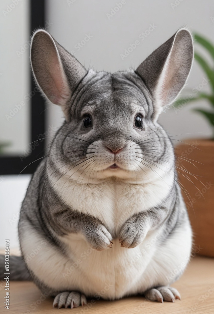 A fluffy chinchilla grooming itself. A fluffy chinchilla grooming itself.