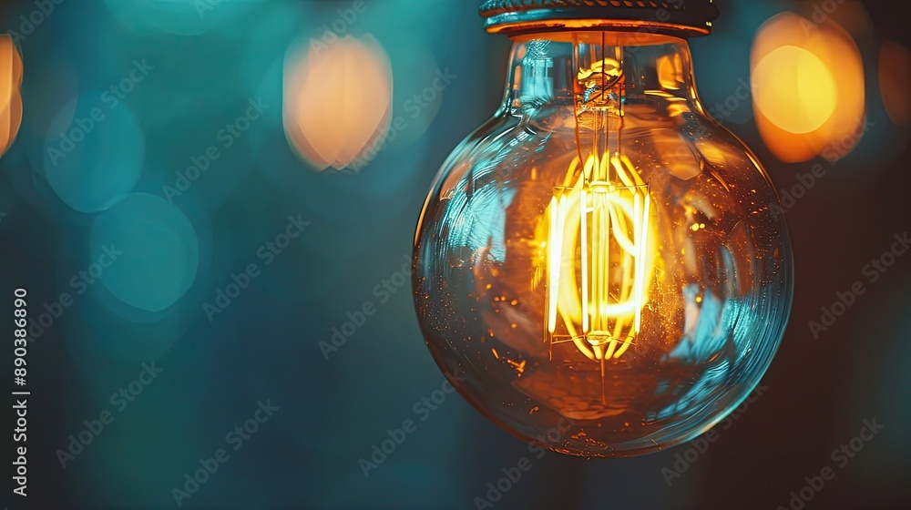 A close-up of a rice-colored glass light bulb with a visible filament A close-up of a rice-colored glass light bulb with a visible filament
