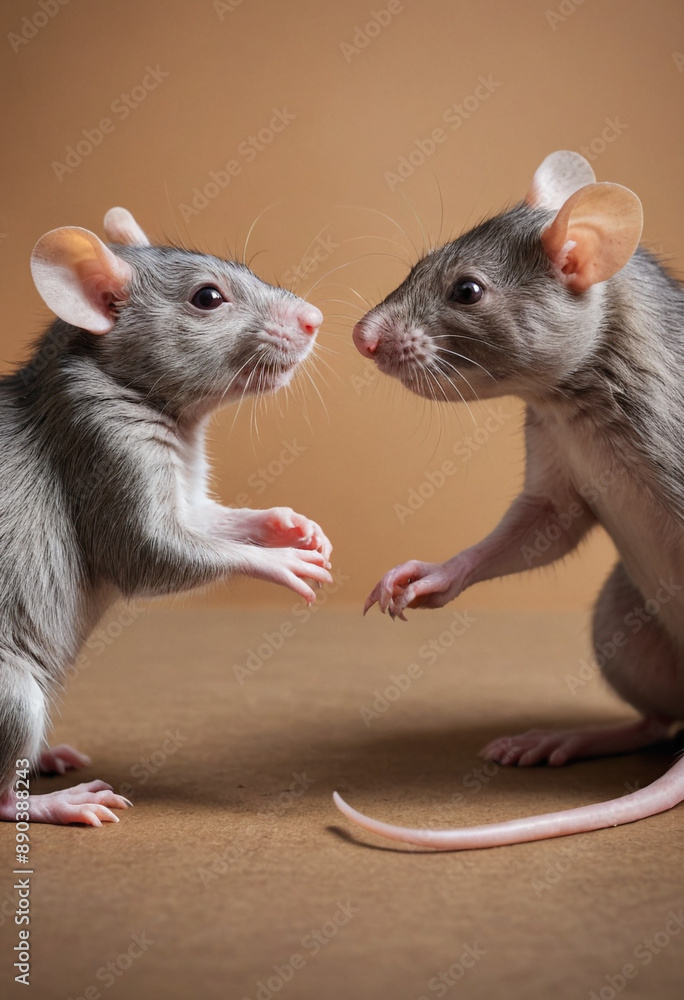A curious rat interacting with another rat. A curious rat interacting with another rat.